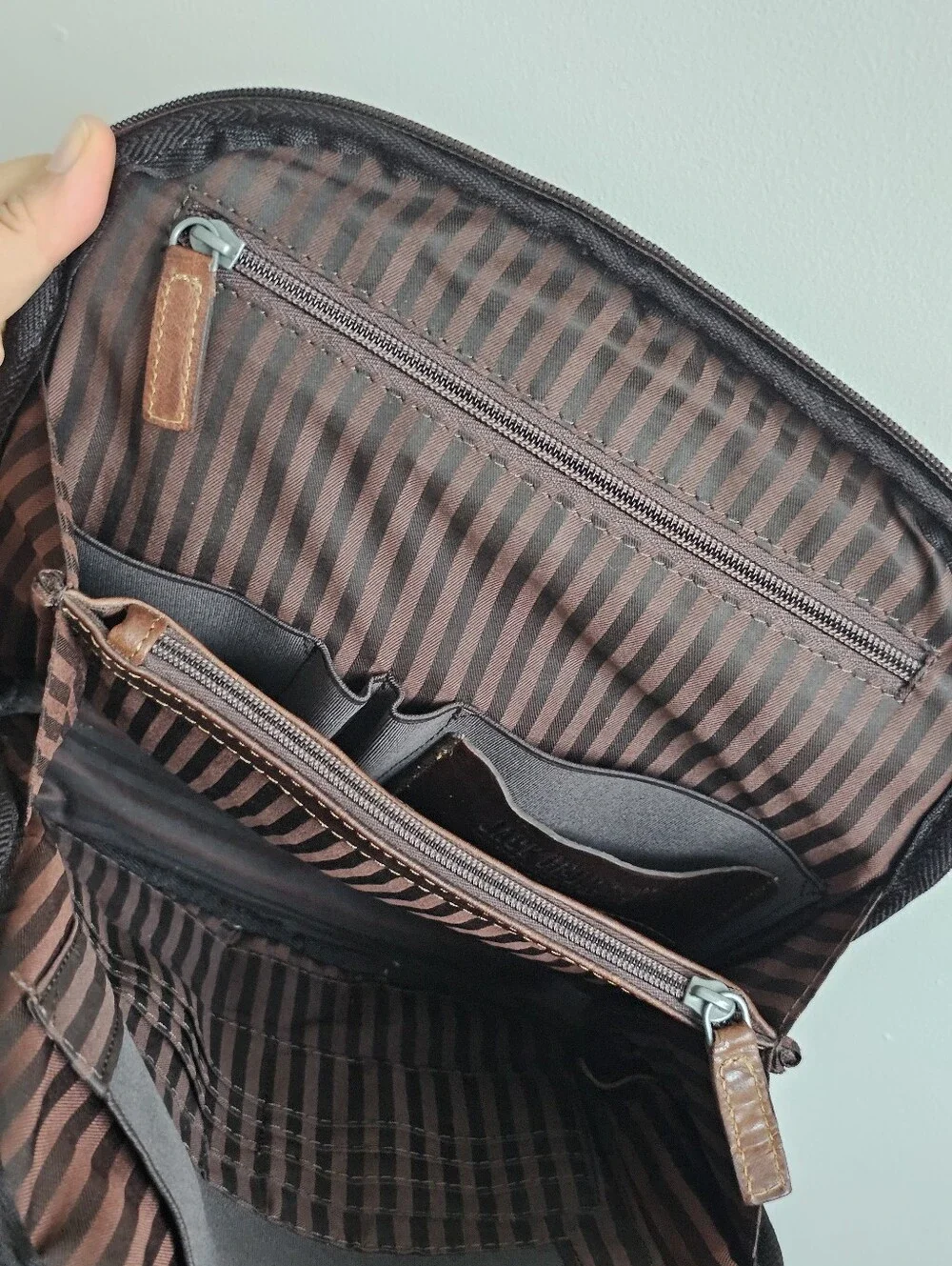 Jack Georges Voyager Convertible Backpack Brown Buffalo Leather Floral Embossed